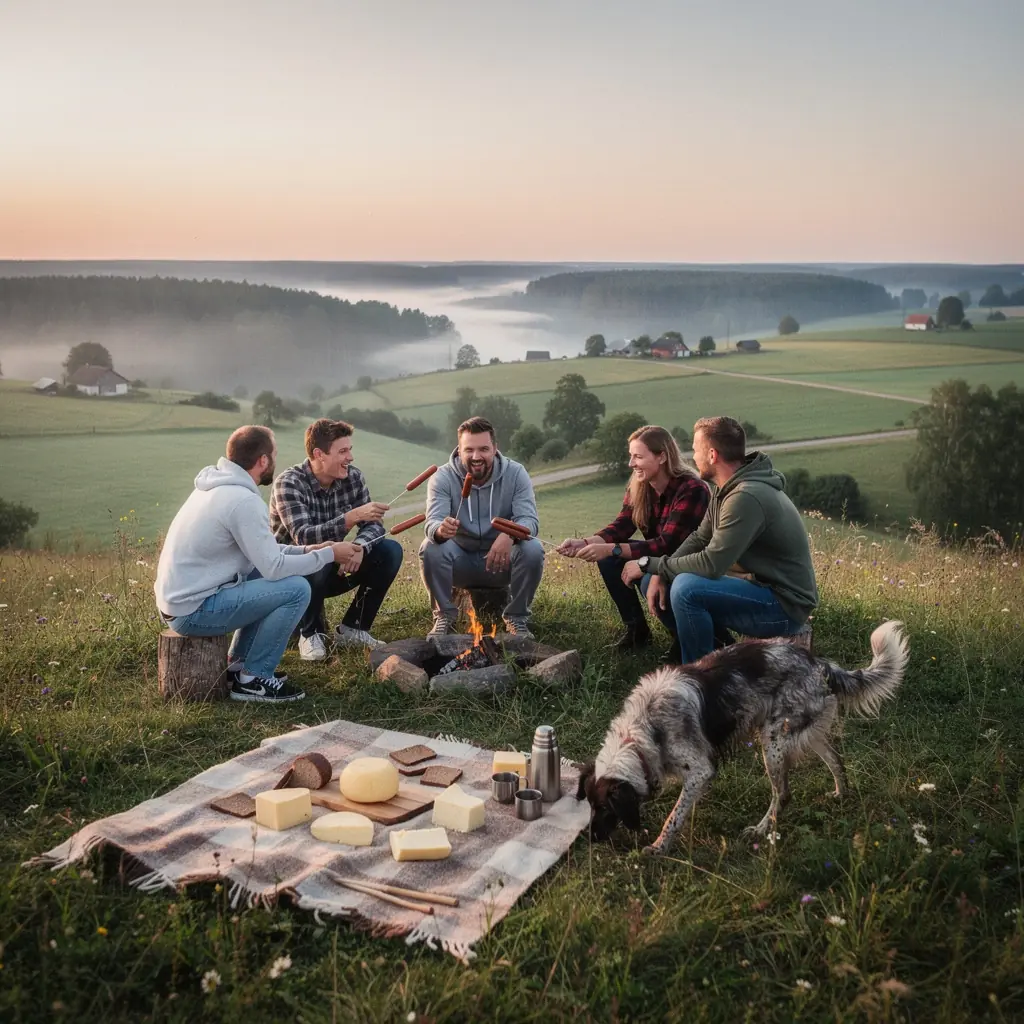 Vietējie amatnieki strādā pie rokdarbu izstrādājumiem tradicionālajā ciematā.